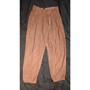 Free People Pleated Pants Women’s 4 Brown Lightweight Button Zip Trouser Style
